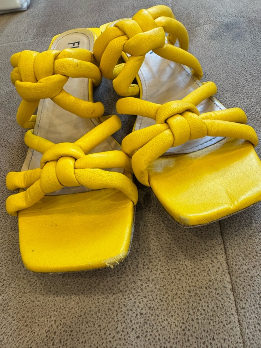 Knotted Slide Sandals in Yellow - Women Shoes